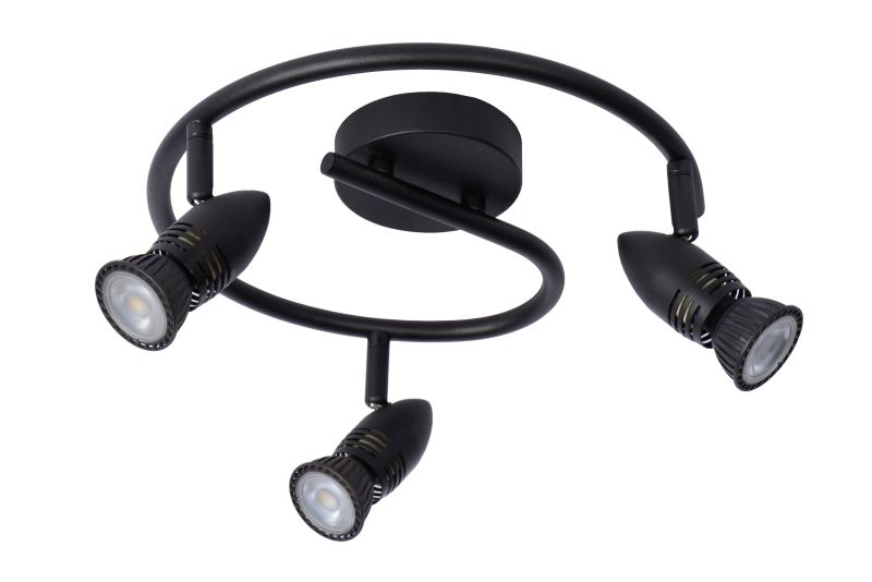 Lucide CARO - Stropné bodové svietidlo - Ø 31 cm - 3xGU10 - Čierna